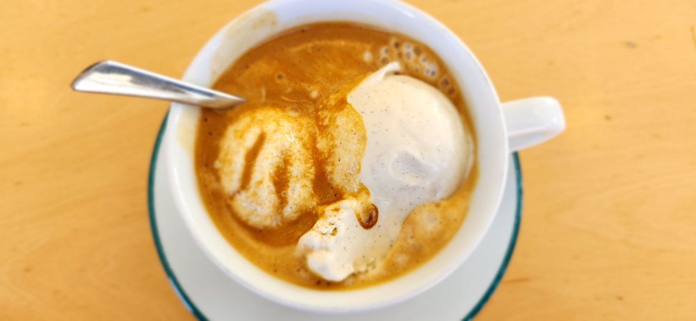 Affogato — two scoops in espresso